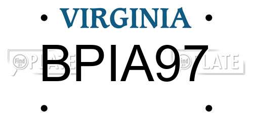 BPIA97 Virginia License Plate