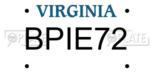 BPIE72 Virginia License Plate