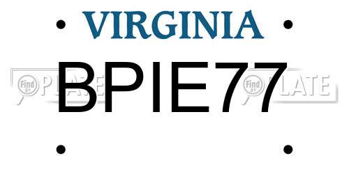BPIE77 Virginia License Plate