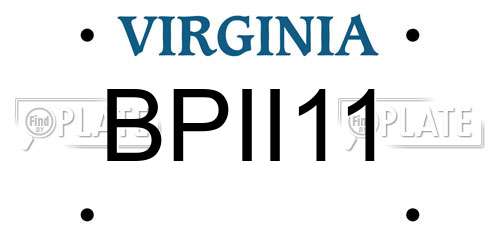 BPII11 Virginia License Plate