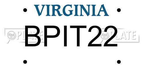 BPIT22 Virginia License Plate