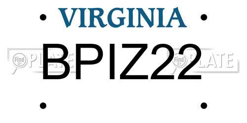 BPIZ22 Virginia License Plate