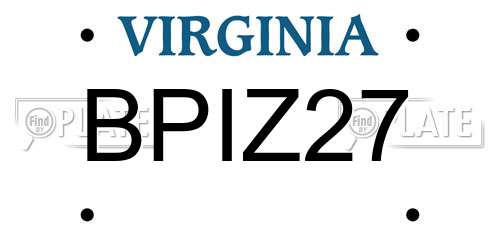BPIZ27 Virginia License Plate