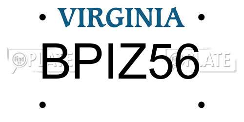 BPIZ56 Virginia License Plate