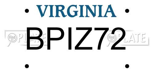 BPIZ72 Virginia License Plate