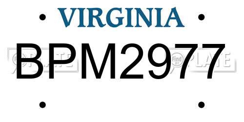 BPM2977 Virginia License Plate