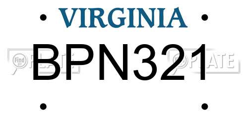 BPN321 Virginia License Plate