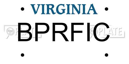 BPRFIC Virginia License Plate