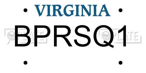 BPRSQ1 Virginia License Plate