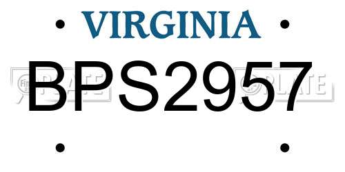 BPS2957 Virginia License Plate