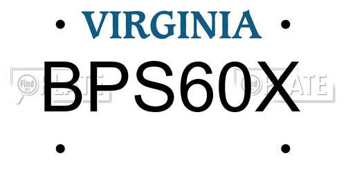 BPS60X Virginia License Plate