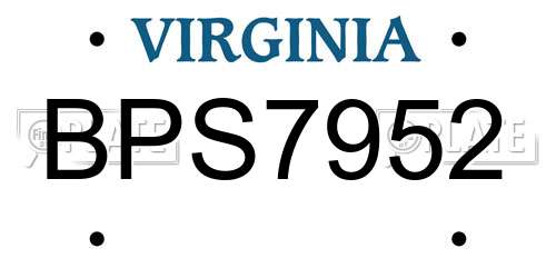 BPS7952 Virginia License Plate