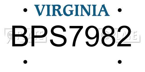 BPS7982 Virginia License Plate