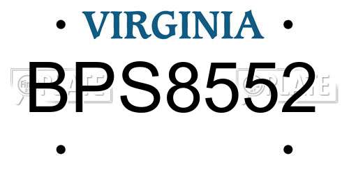 BPS8552 Virginia License Plate