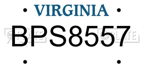 BPS8557 Virginia License Plate