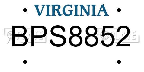 BPS8852 Virginia License Plate