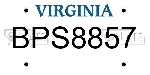 BPS8857 Virginia License Plate