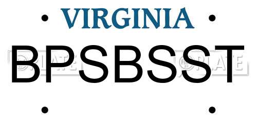 BPSBSST Virginia License Plate