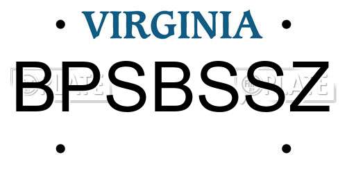 BPSBSSZ Virginia License Plate