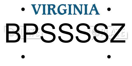 BPSSSSZ Virginia License Plate