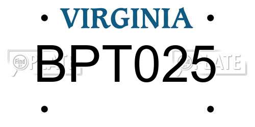 BPT025 Virginia License Plate