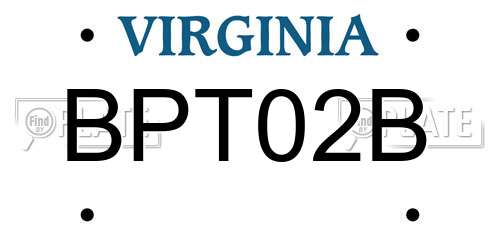 BPT02B Virginia License Plate