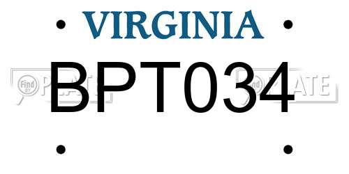 BPT034 Virginia License Plate
