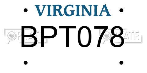 BPT078 Virginia License Plate