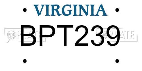BPT239 Virginia License Plate