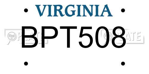 BPT508 Virginia License Plate