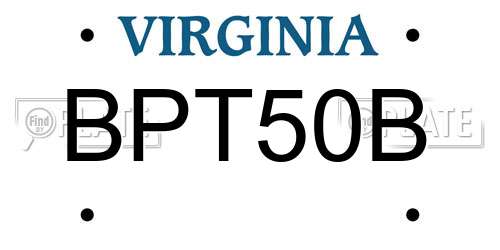 BPT50B Virginia License Plate