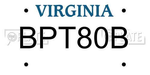 BPT80B Virginia License Plate