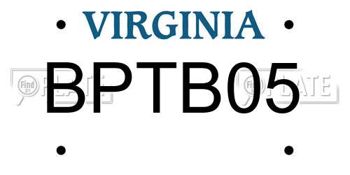 BPTB05 Virginia License Plate