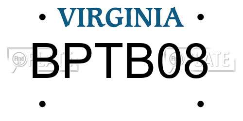 BPTB08 Virginia License Plate