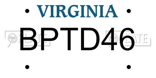BPTD46 Virginia License Plate