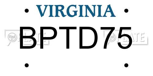 BPTD75 Virginia License Plate