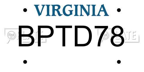 BPTD78 Virginia License Plate