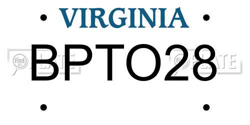 BPTO28 Virginia License Plate