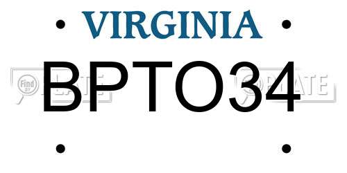 BPTO34 Virginia License Plate