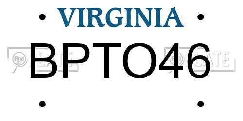 BPTO46 Virginia License Plate