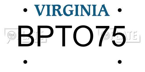 BPTO75 Virginia License Plate