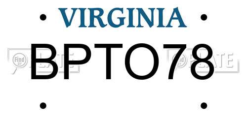 BPTO78 Virginia License Plate