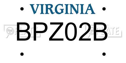BPZ02B Virginia License Plate