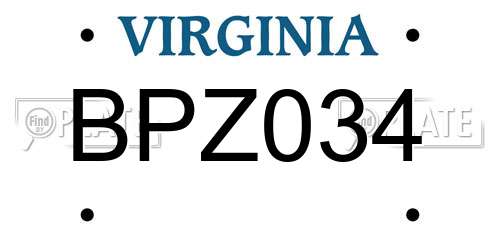 BPZ034 Virginia License Plate