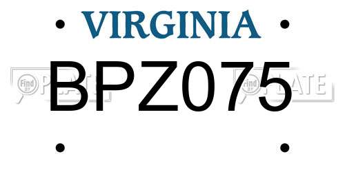 BPZ075 Virginia License Plate