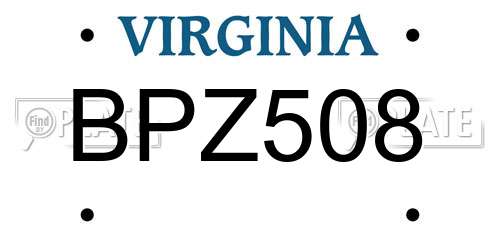 BPZ508 Virginia License Plate