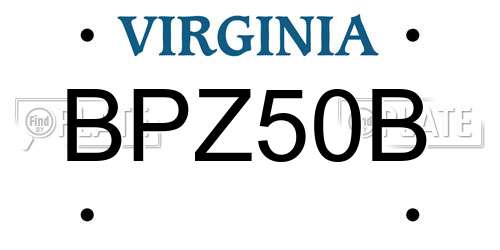 BPZ50B Virginia License Plate