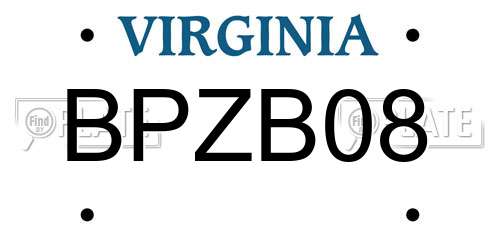 BPZB08 Virginia License Plate