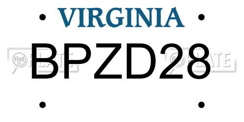 BPZD28 Virginia License Plate
