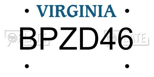 BPZD46 Virginia License Plate